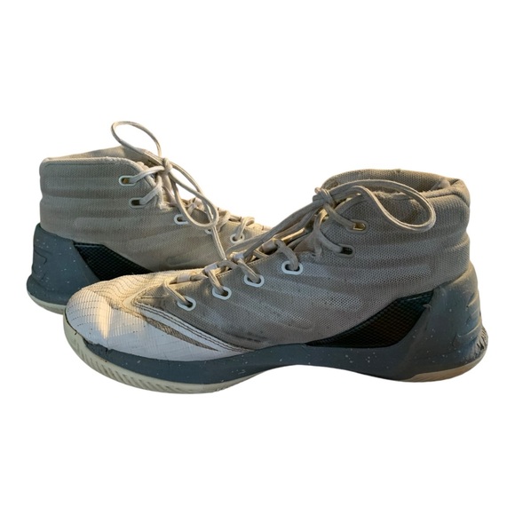 Under Armour Boys Curry 3 Basketball Shoes White 1274061-101 Lace Up Mid Top 7Y - Picture 3 of 13